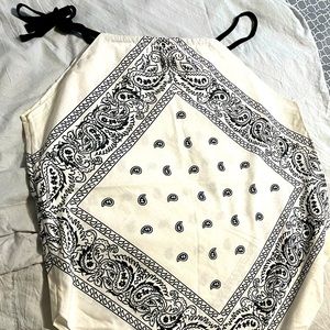 COPY - BANDANA hankerchief crop Top color white/black small Size handmade unused
